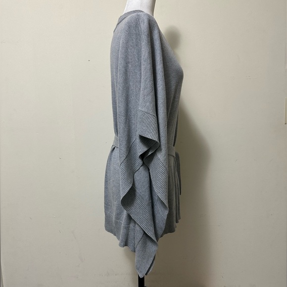 NEW Michael Kors Thin Knit V-Neck Belt Poncho Shawl Wrap Pullover Tunic Top M - Picture 7 of 14